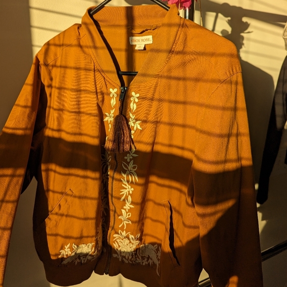 Knox Rose Jacket Burnt Orange Size XL Fits Small Embroidery And Tassel Accent - Picture 6 of 9